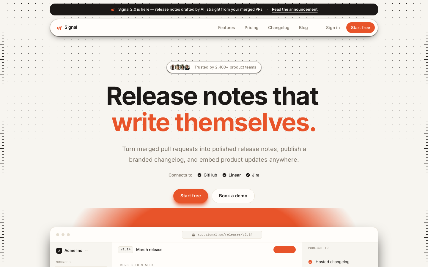 Signal template — live preview